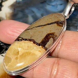 Earthy Septarian Nodule Pendant 2 1/2”
